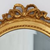 Oval shaped carved gilded Baroque mirror with beveled glass, Belgium