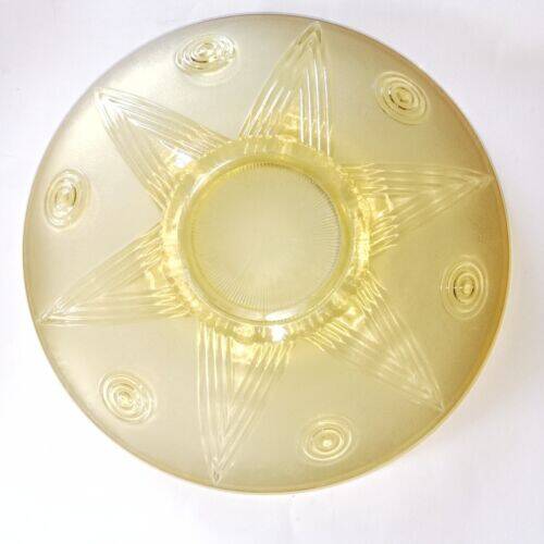 Art Deco Pressed Molded Glass Bowl, Yellow, Star Decorated