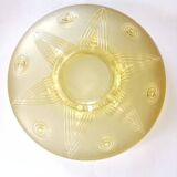 Coupe Art Déco en Verre Pressé Moulé Jaune décor en étoile