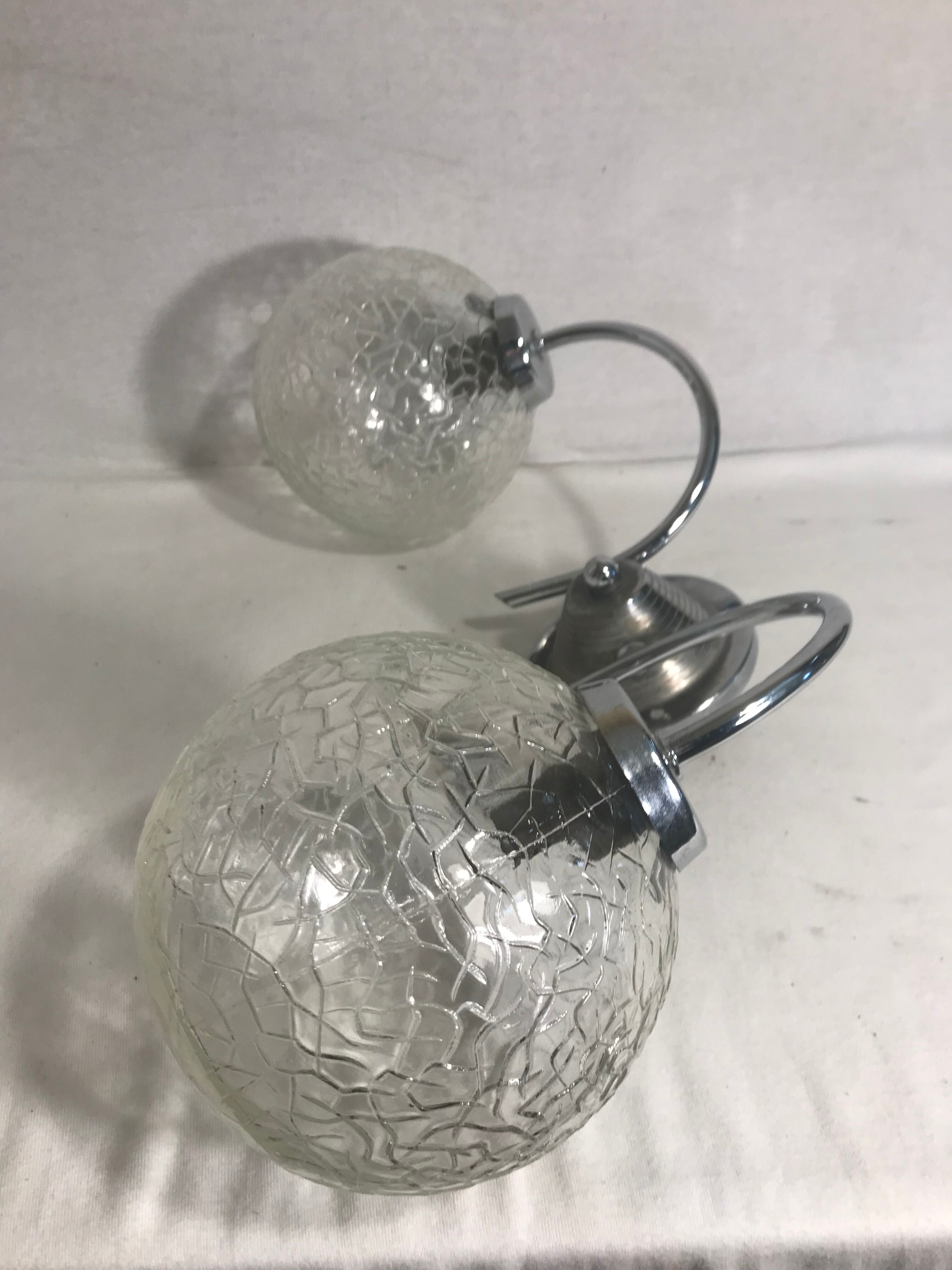 Apply double ball glass chrome metal stand 70s vintage