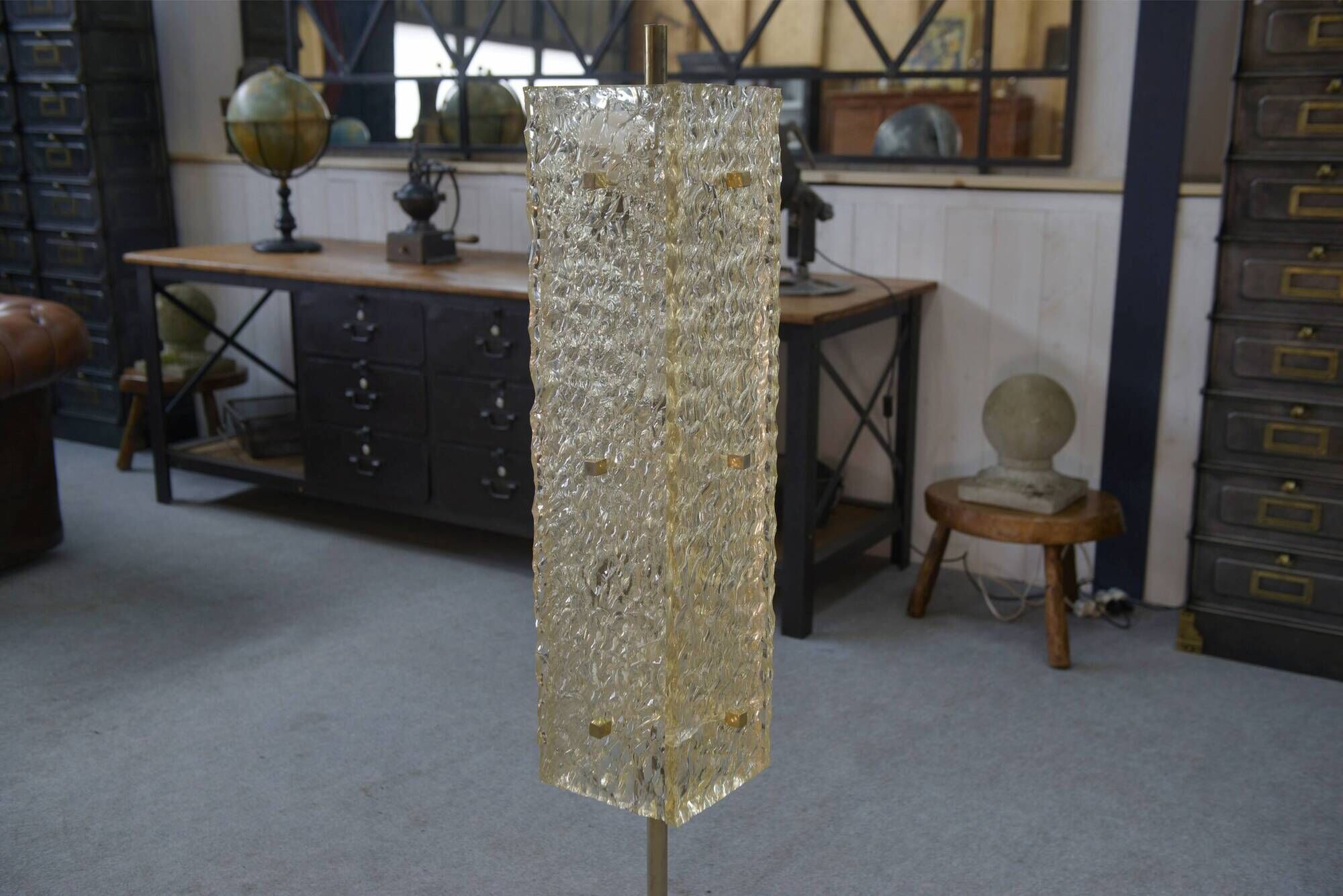 Floor lamp by Pierre Disderot for Dallux, resin and marble, 1960s.
