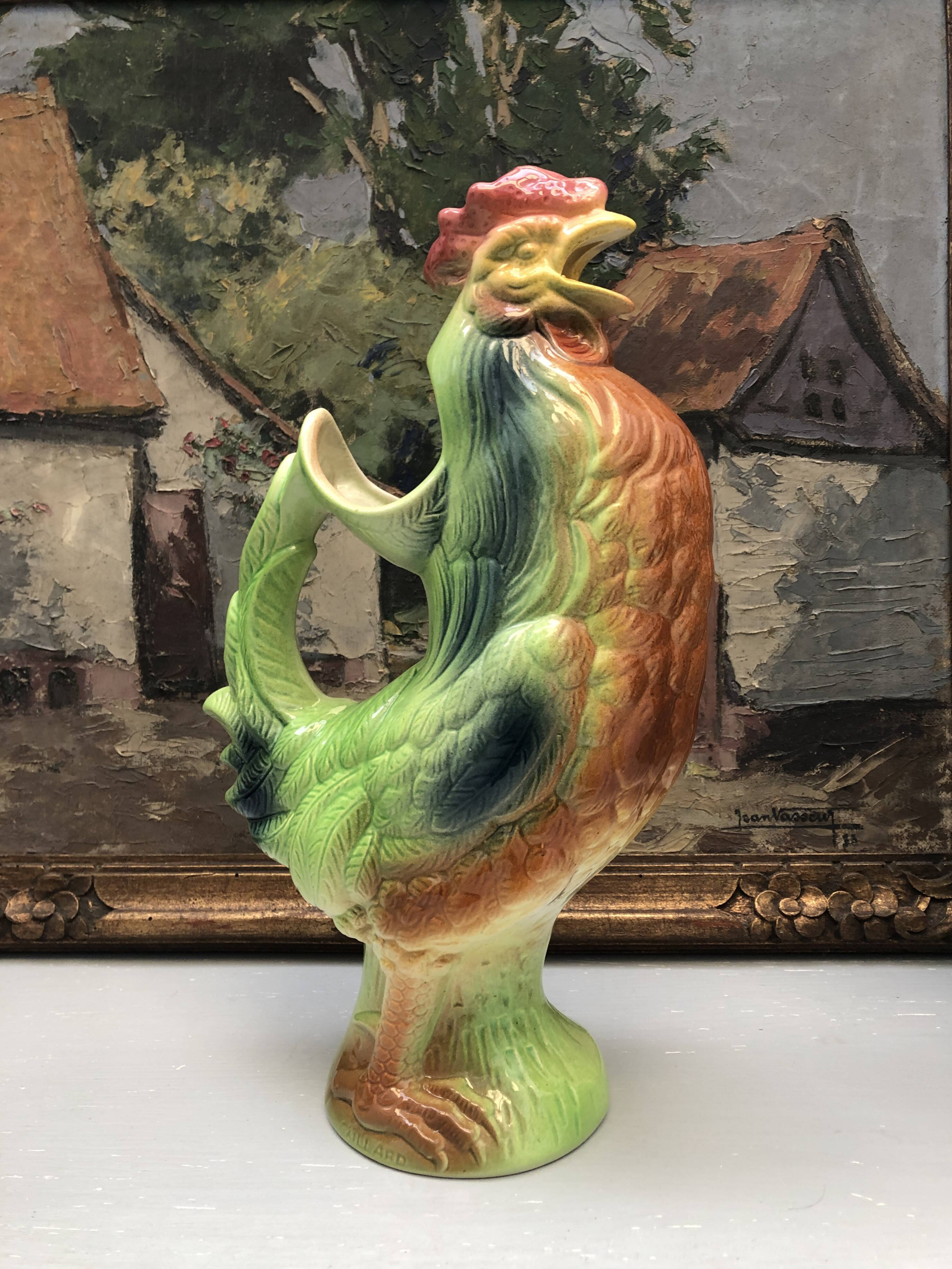 Duck-shaped pitcher/carafe in French earthenware.