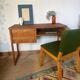 Vintage desk sled legs oak veneer