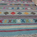 Kilim blue handmade carpets 95x195cm