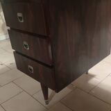 Coffered desk circa 1970 in 4-sided Rio rosewood