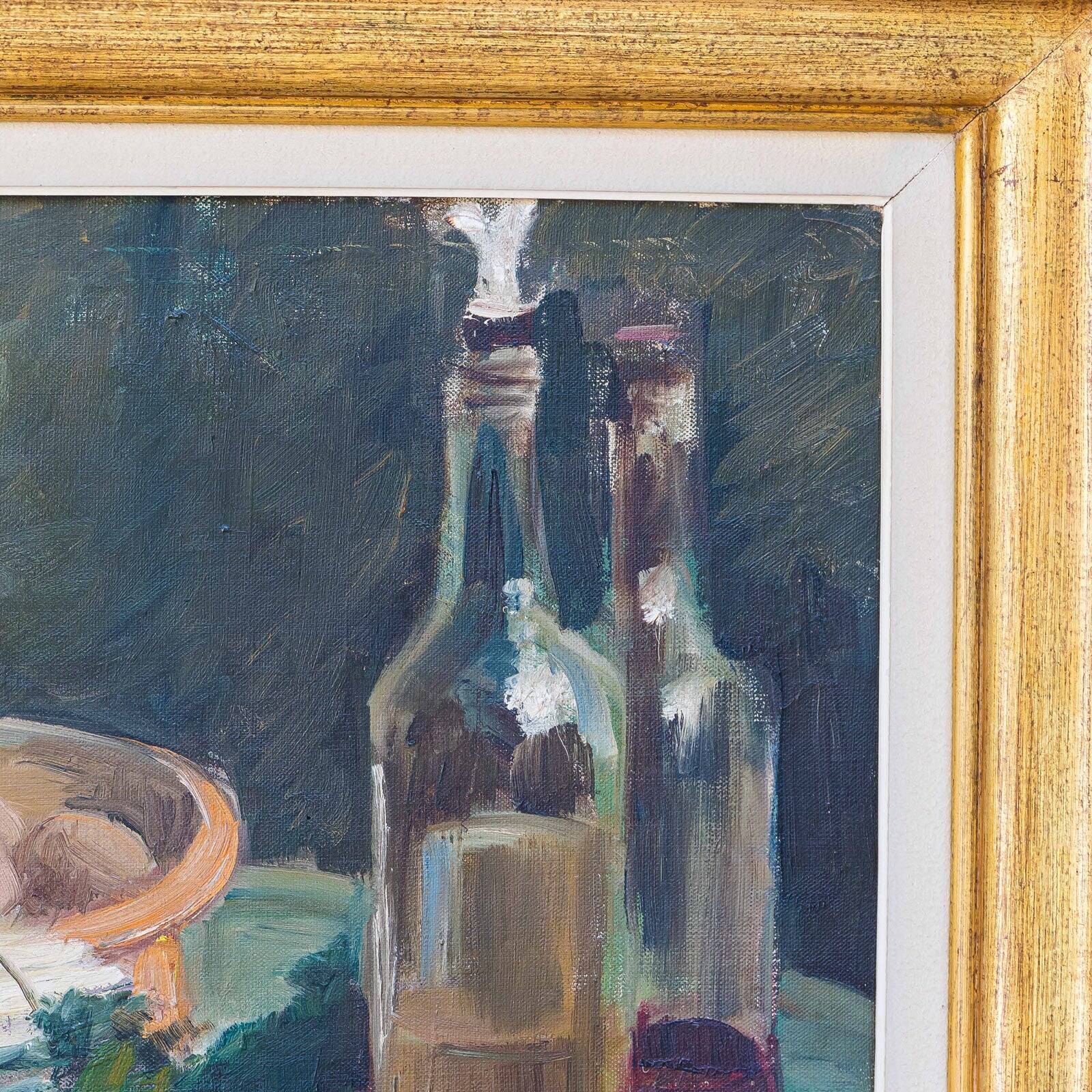 Set of oil paintings "Asparagus & eggs" and "Melon" by Alexandre Denonne