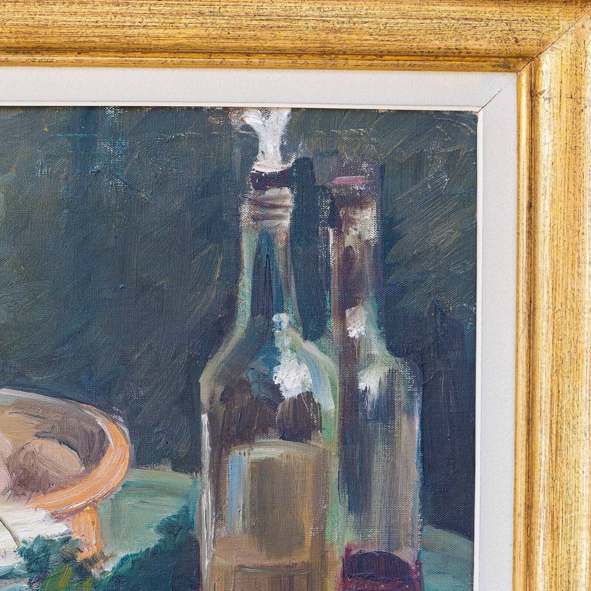 Set of oil paintings "Asparagus & eggs" and "Melon" by Alexandre Denonne