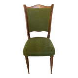 Chaise en velours vert vintage