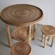 Vintage woven wicker table set | 1980s