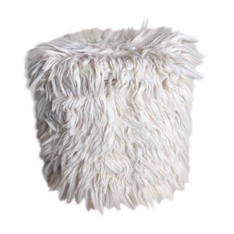 Pouf moumoutes vintage blanc