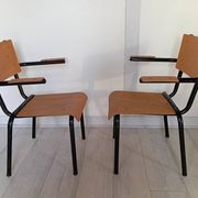 Pair of tubular metal armchairs 1954