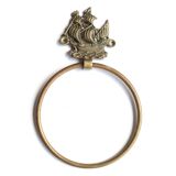 Brass hook decorated with a towel boat, 70s