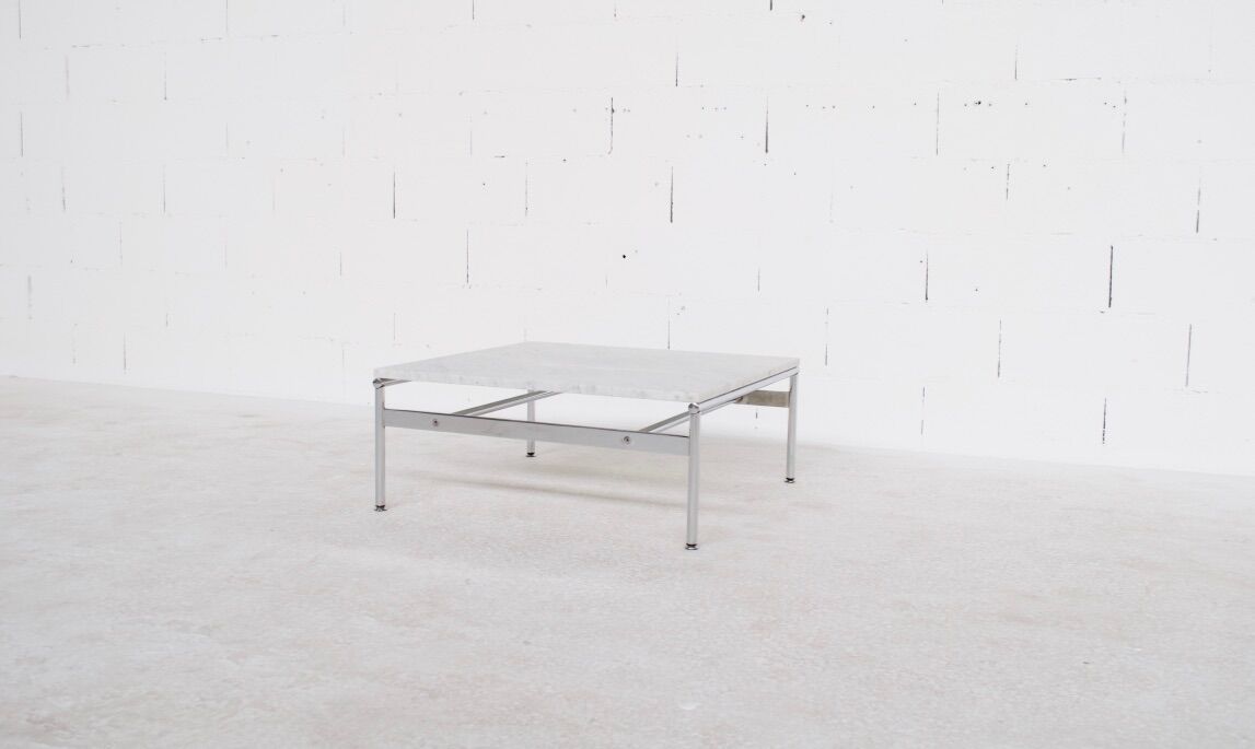 Table basse years 70' marble and chromium acier