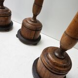 Large Antique French Wooden Candlesticks, 19th Century, Set of 4