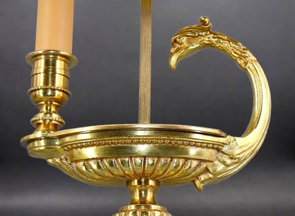 Bronze Gilt Bouillotte Lamp in Directoire Style "Lucien Gau"