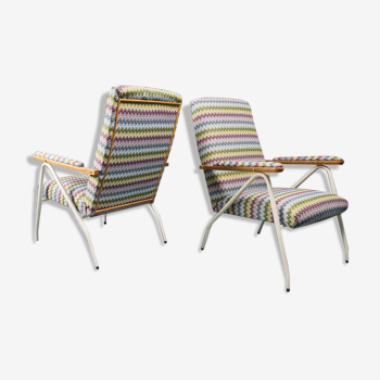 Pair of armchairs, missoni fabric 1970