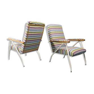 Paire de fauteuils, tissu missoni 70s