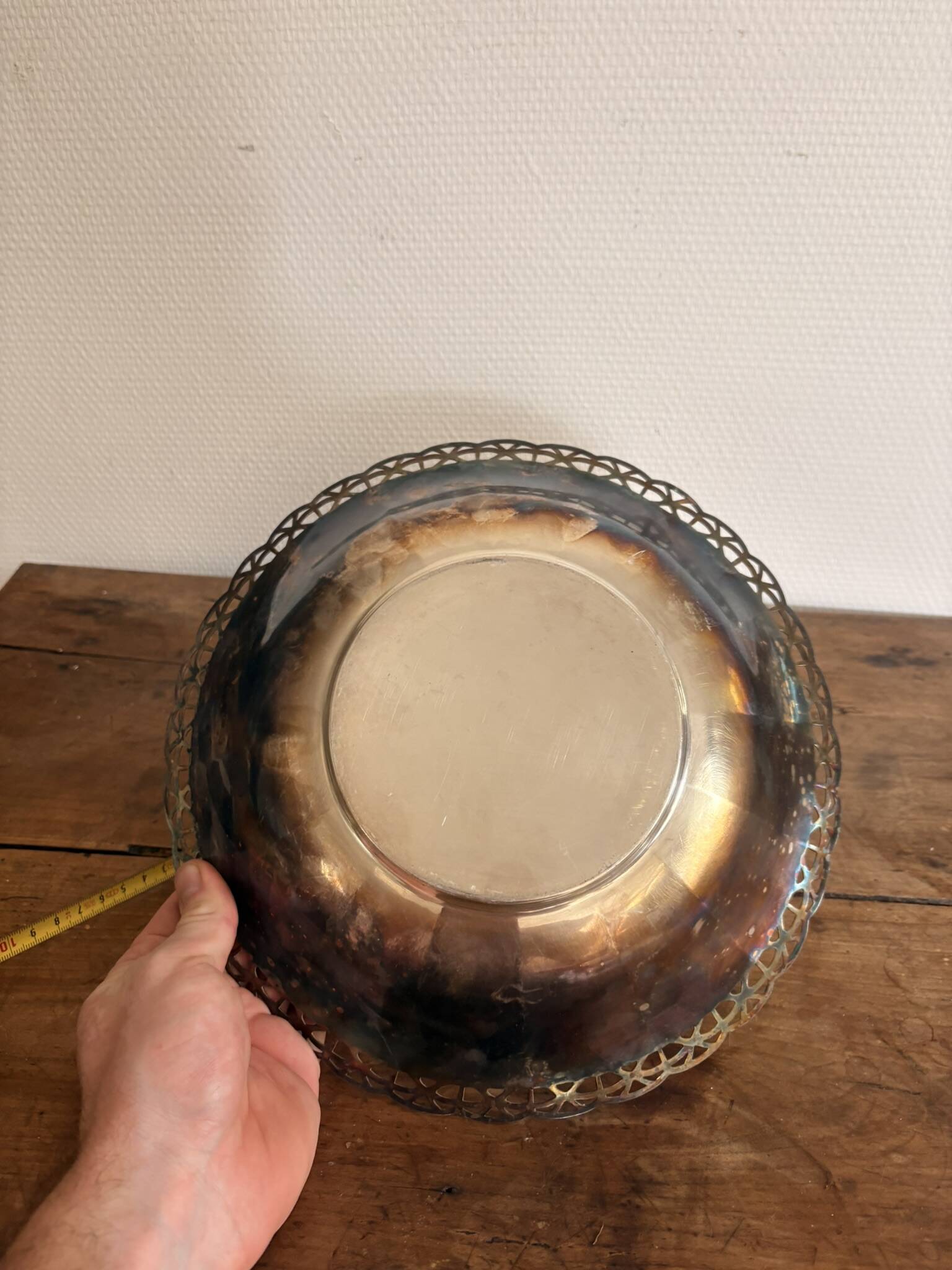 Coupe ajourée en métal argenté vintage