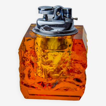 Briquet glaçon orange par Antonio Imperatore, verre de murano, italie, 1970