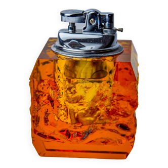 Orange ice lighter by Antonio Imperatore, murano glass, Italy, 1970