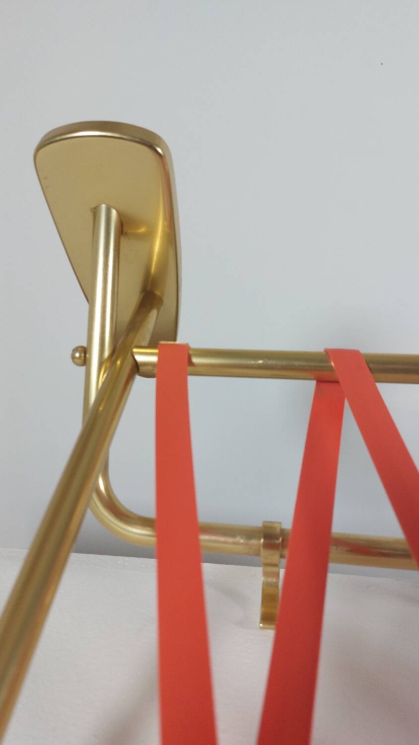 Vintage mid century wall mount brass wardrobe coat rack