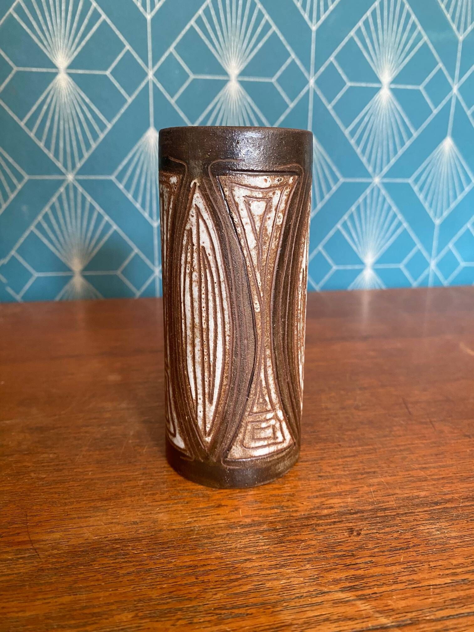 Small soliflore vase in glazed ceramic by Alexandre Kostanda – Vallauris,