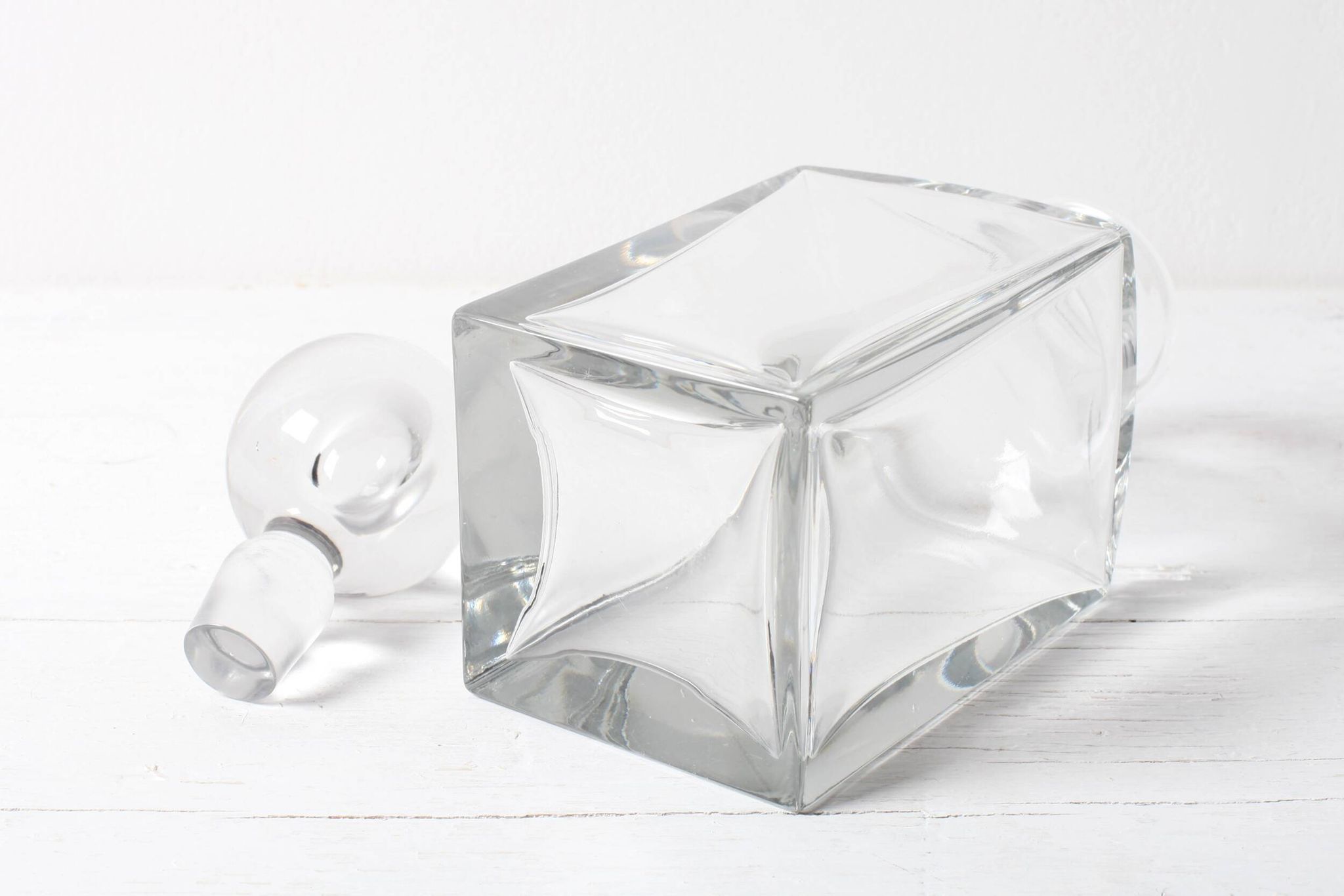 Mid-Century Crystal Whiskey Decanter: Italian Glass Liquor Carafe, 1960s