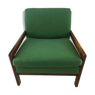 Fauteuil scandinave vert vintage années 60