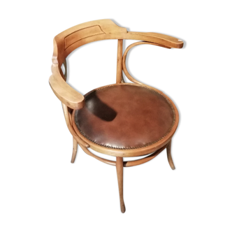 Leather curved wooden desk