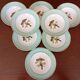 8 soup plates Fenal Badonviller "Birds" vintage 1950s