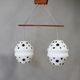 Vintage 1960s Czech Double Pendant Light with Black & White Opaline Glass
