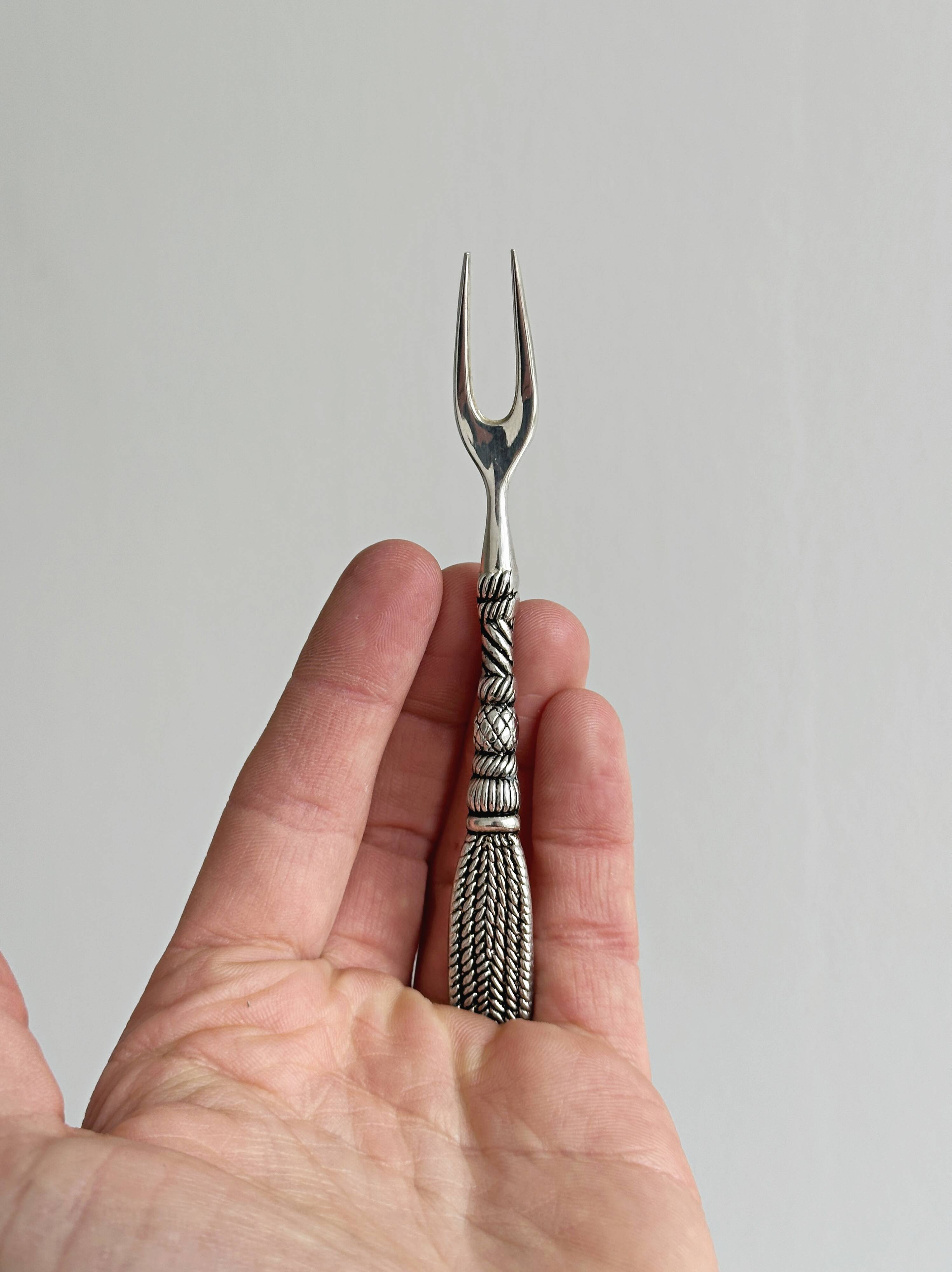 Set of 6 antique metal snail forks