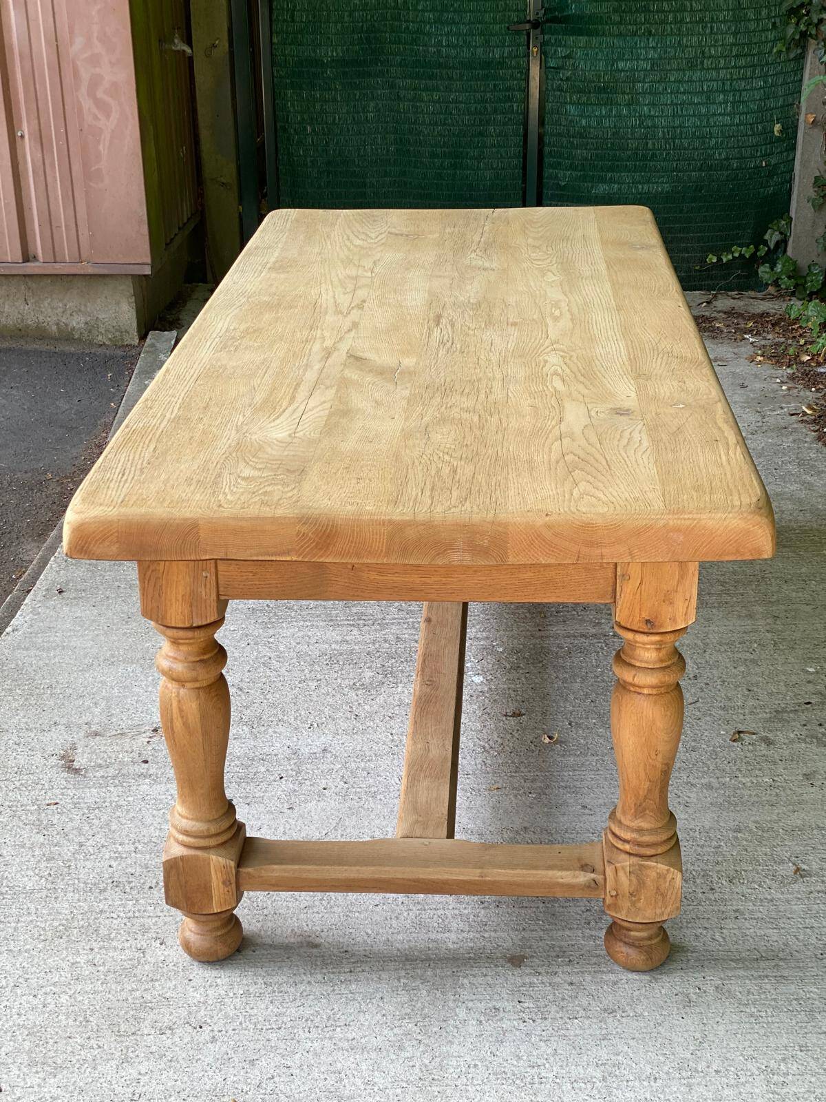 Renovated farmhouse dining table in solid oak, 20th century, 200cm
