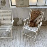 4 white wooden garden chairs