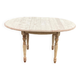 Renovated oval extendable round table in raw wood 115-160cm