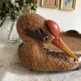 Bird woven bamboo tray