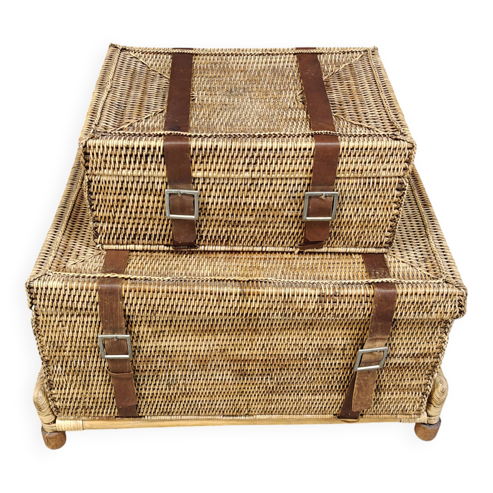 Vintage wicker trunks, set of 2 - 1970s