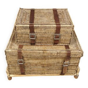 Malles vintage en osier, - lot