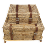 Vintage wicker trunks, set of 2 - 1970s