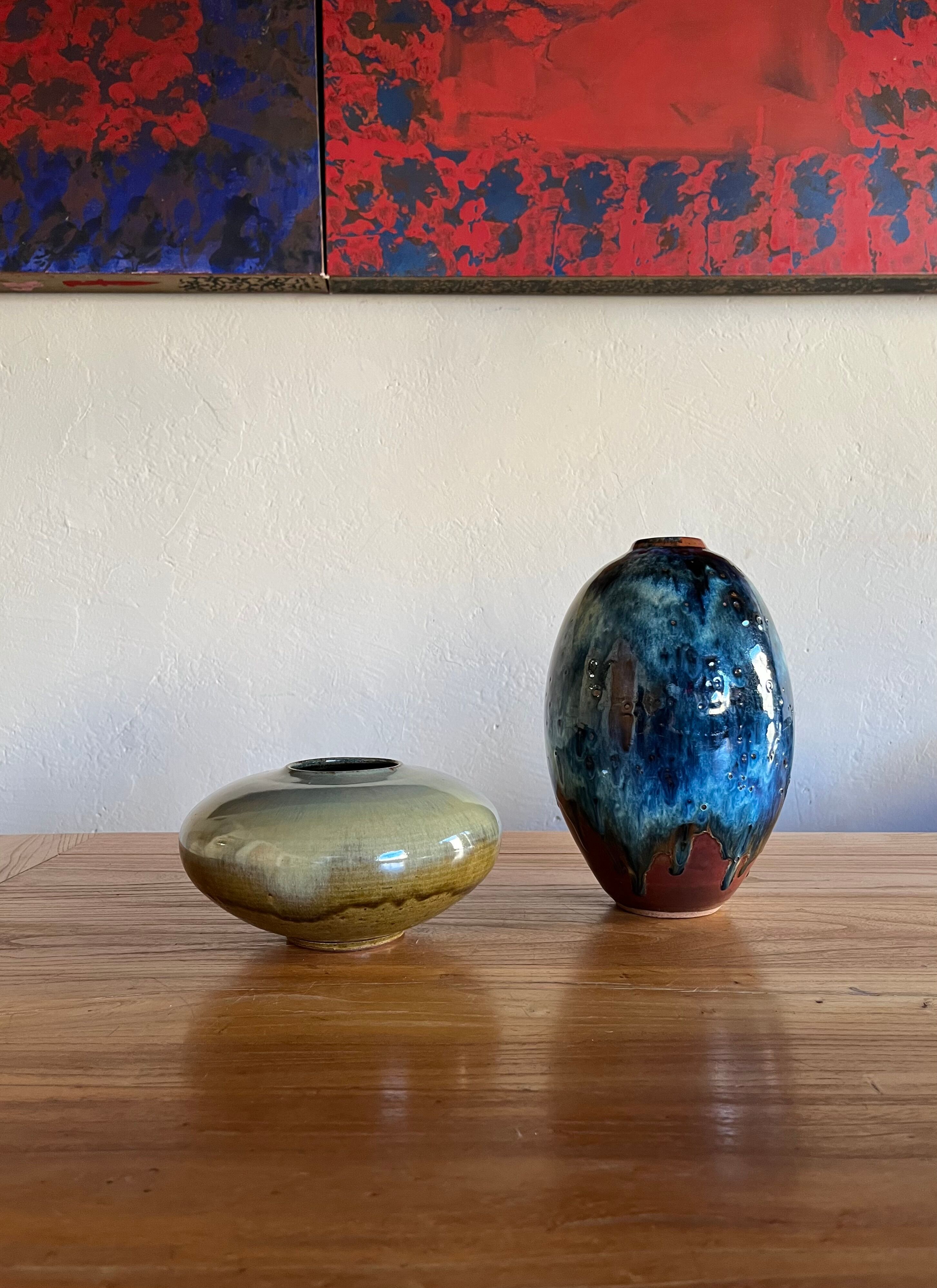 Glazed stoneware ceramics, signed and dated