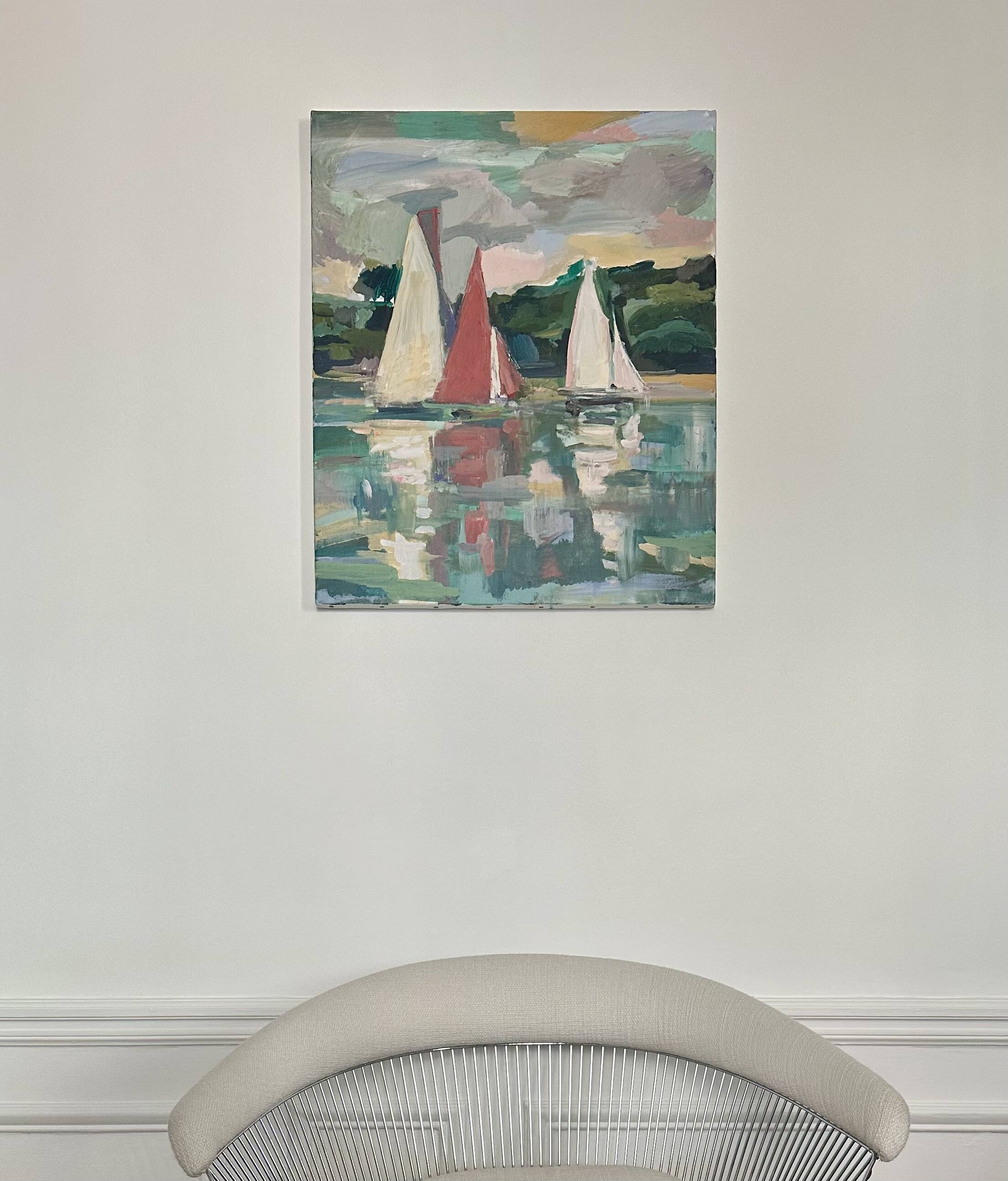 Oil on canvas sailboats