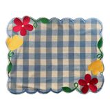 Vichy fleur placemat blue