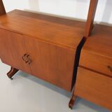 Bookcase modular double shelf vintage teak from the 60s