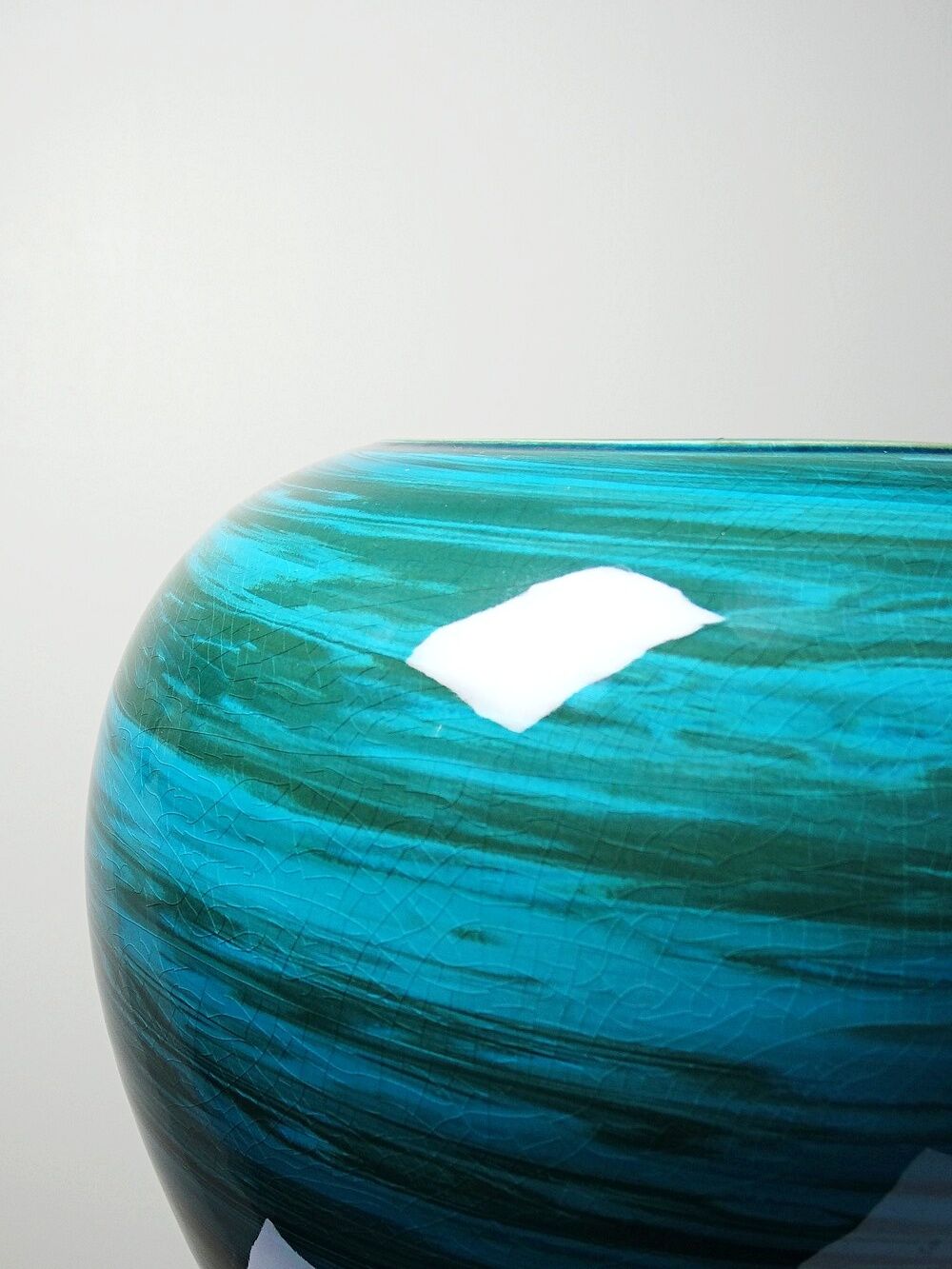 Large ceramic vase with mixed clays, malachite green glaze, 1950s-70s.