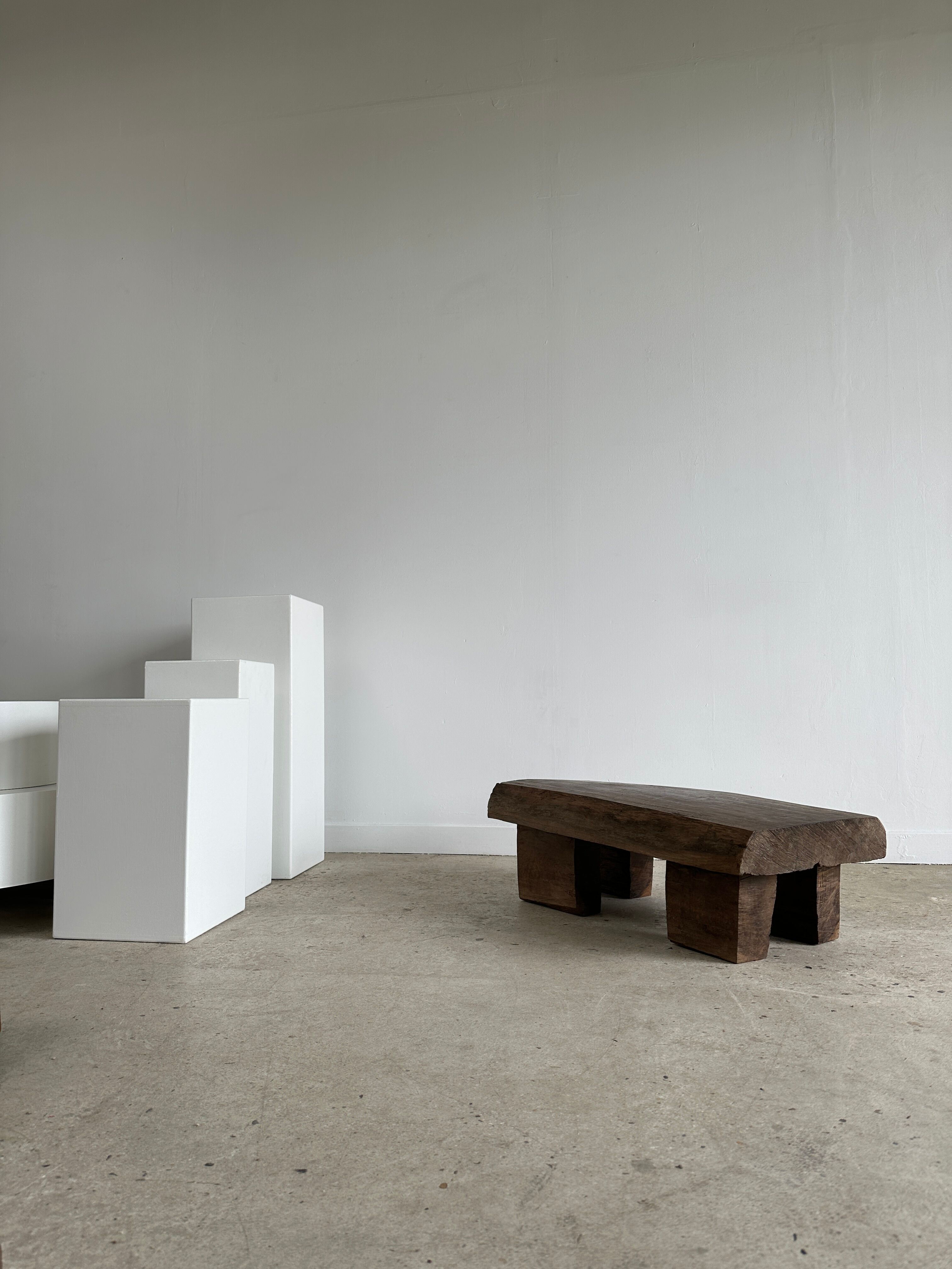 Asian solid wood quadripod brutalist coffee table H30 L81 l42