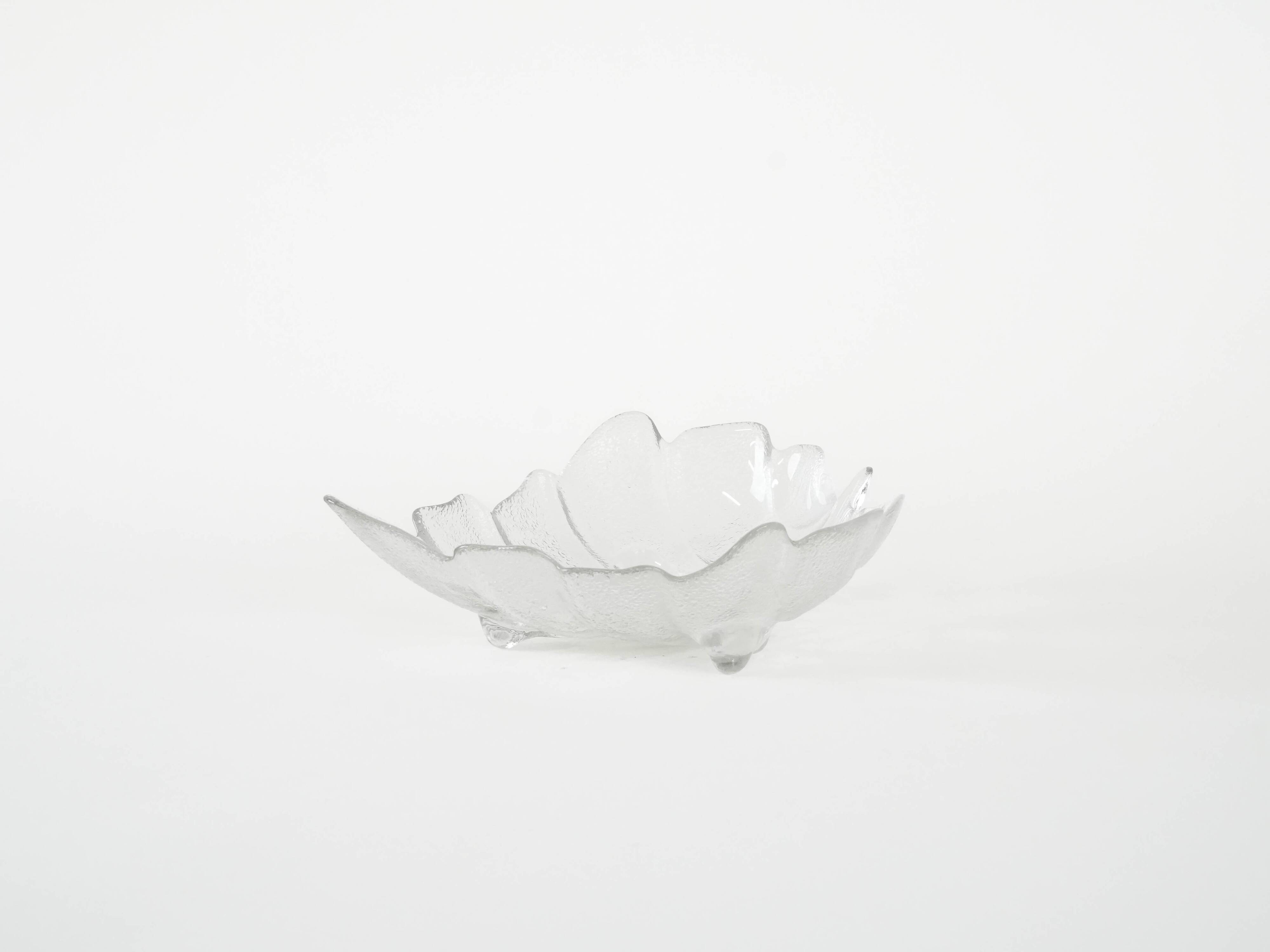 Glass leaf bowl, Danish design, 1970s, made in Denmark
