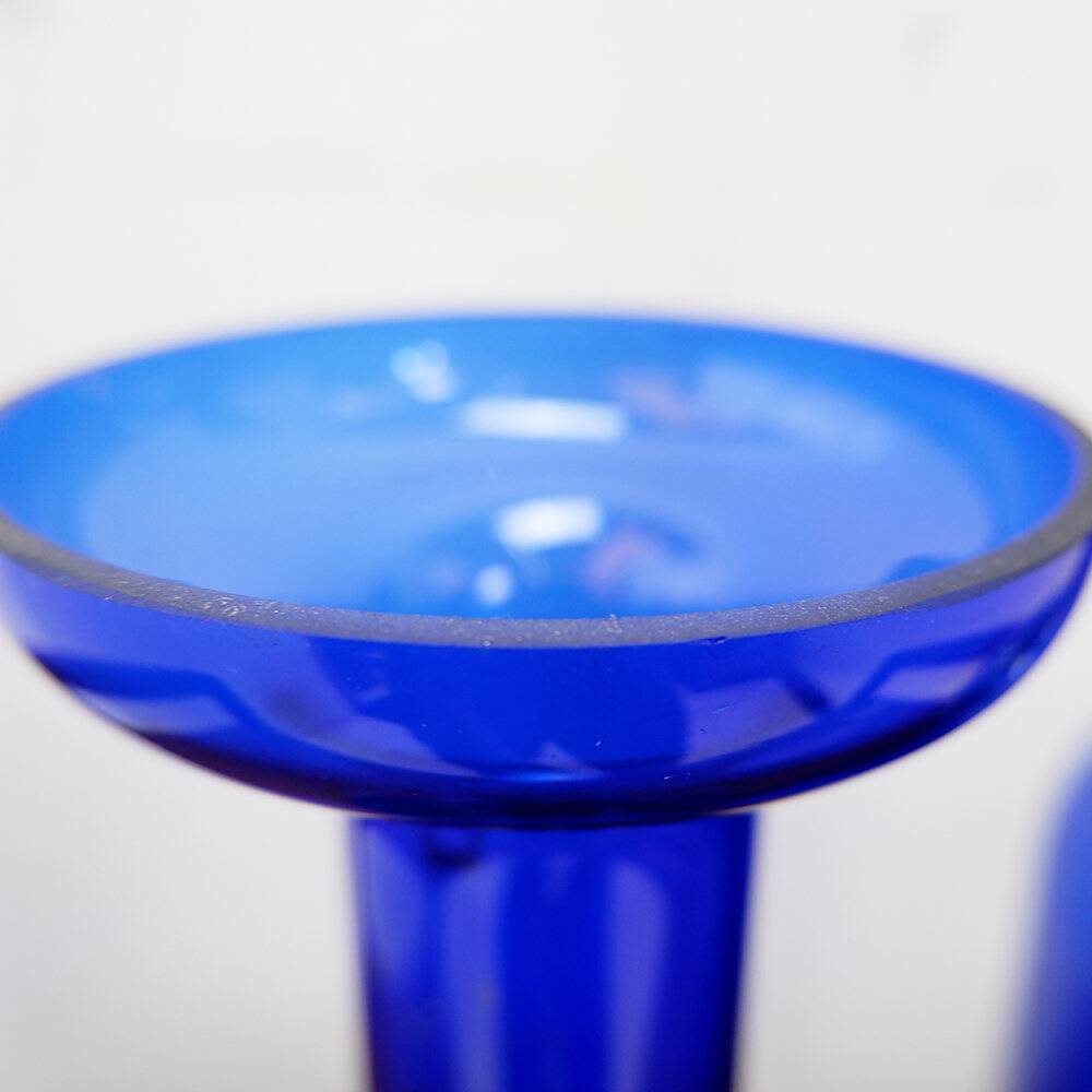 Pair of cobalt blue blown glass vases or carafes from the 1960s.