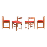 4 chaises de salle à manger vintage danoises des années 50 avec rembourrage rouge