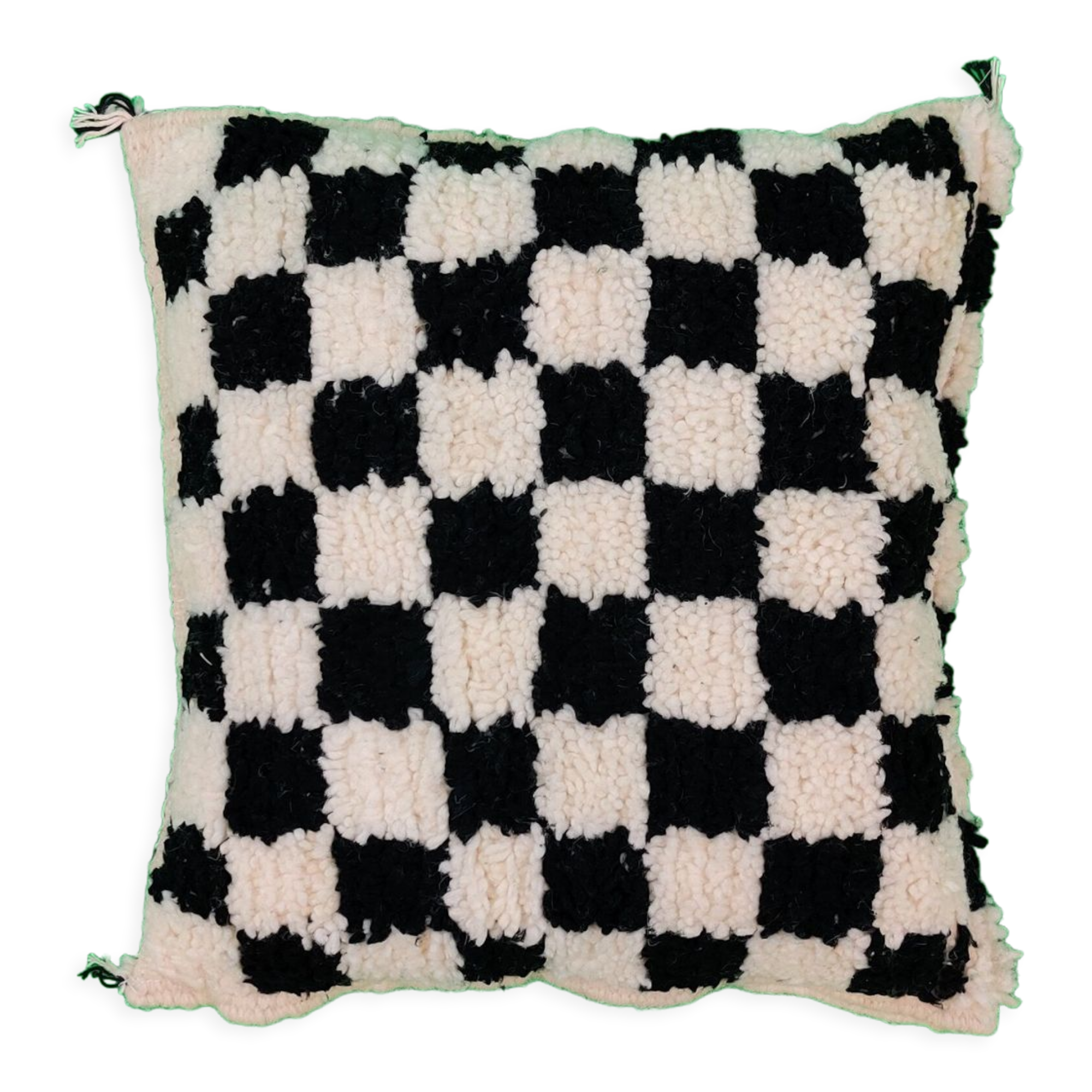 Berber cushion black chessboard