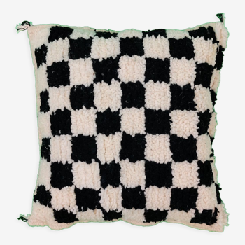 Berber black chessboard cushion